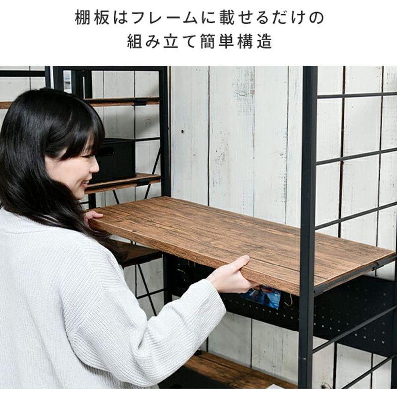 山善 シェルフデスク (pcデスク) ラック付き (左右付け替え可能) 2口コンセント/バックパネル付き 棚板カンタン高さ調節 連結可能 学 棚板 シェルフデスク pcデスク ラック付き 左右付け替え可能 2口コンセント/バックパネル付き 棚板カンタン高さ調節 連結可能 学 ：10kg