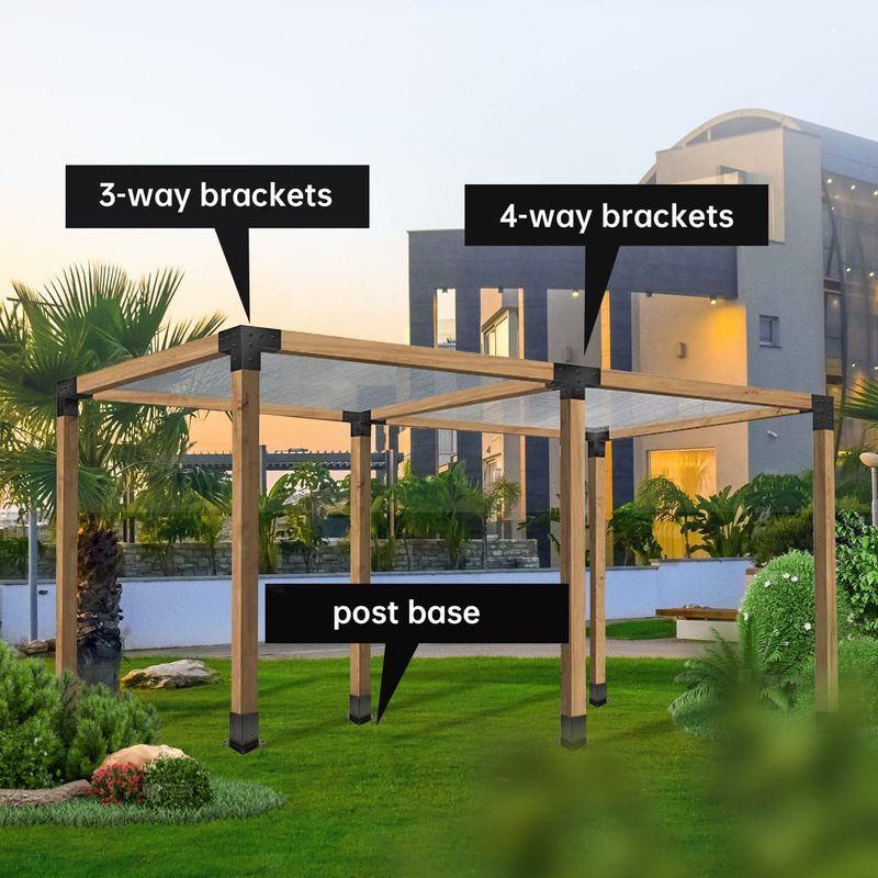 【新版】 Grehitk パーゴラキット パーゴラブラケット 3方向直角コーナーブラケット 木工 DIYポストベースキット ガゼボ用木製梁 パティオパ 【BC1412782527】(51524円)