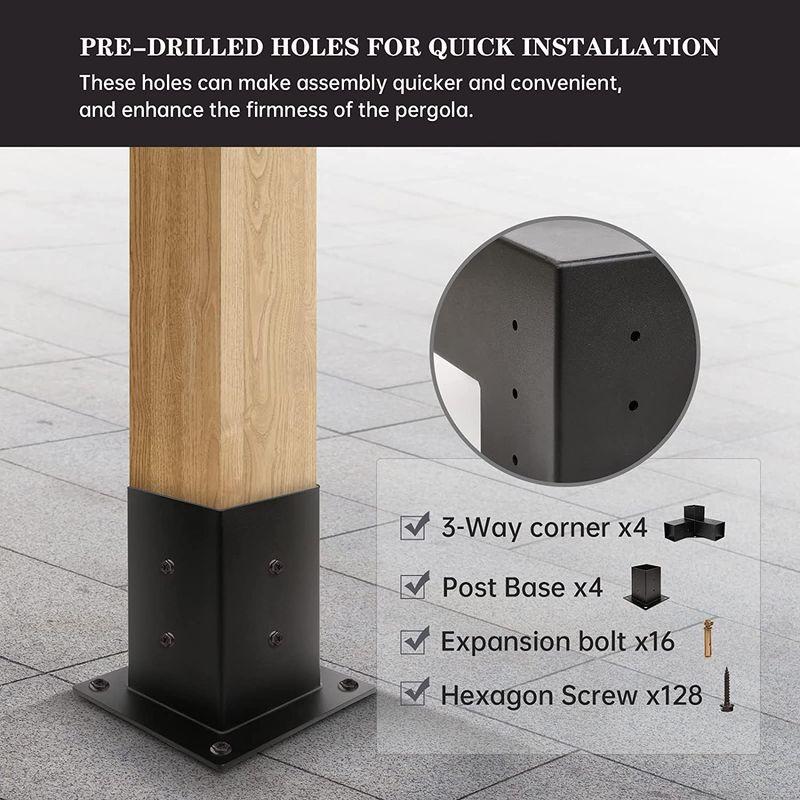 【新版】 Grehitk パーゴラキット パーゴラブラケット 3方向直角コーナーブラケット 木工 DIYポストベースキット ガゼボ用木製梁 パティオパ 【BC1412782527】(51524円)