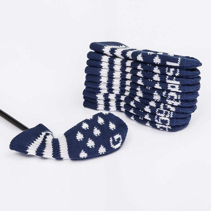 Sunbro Golf ニットヘッドカバー アイアンカバーゴルフ ウェッジカバー ヘッドカバーゴルフ 11枚/7枚入り ネイビー (アイアン Golf ニットヘッドカバー アイアンカバーゴルフ ウェッジカバー ヘッドカバーゴルフ 11枚/7枚入り ネイビー アイアン