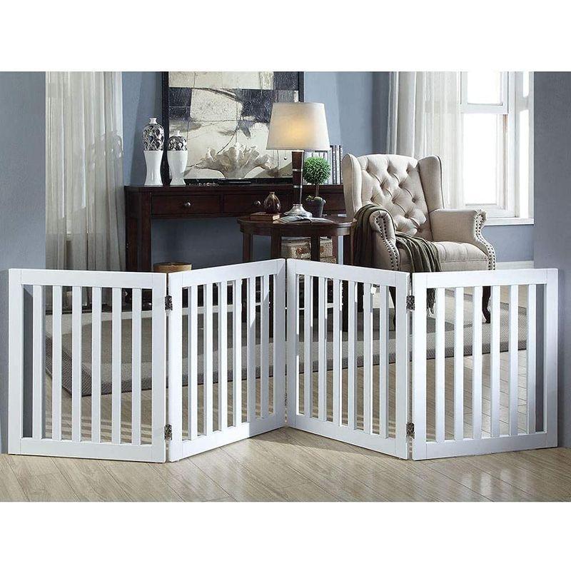 unipaws 木製犬用ゲート、折り式バリア、ペット用家具フェンス 、白い 木製犬用ゲート 折り式バリア ペット用家具フェンス 白い 8cm