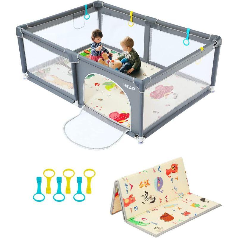 早い者勝ち訳あり！ HEAOベビーサークル 大きめ ベビーマット付き 120*160*66cm 大型 ベビーフェンス 子供遊び用 室内外対応 堅固さ 滑り止め 【M1630078274】(10486円)