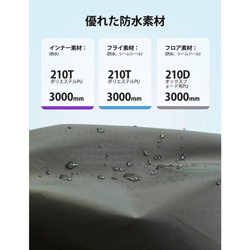 テント ワンタッチ 3-4人用 Evajoy 数秒設営 耐水圧3000mm 防水撥水加工 通気性 紫外線防止 防虫通気メッシュ付き 前後ダブ ワンタッチ 4人用 Evajoy 数秒設営 耐水圧3000mm 防水撥水加工 通気性 紫外線防止 防虫通気メッシュ付き 前後ダブ