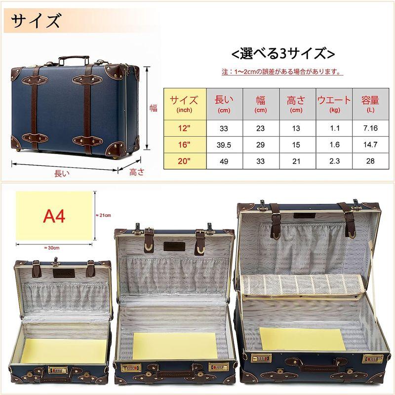 urecity ダイヤルロック式 トランクケース おしゃれ 超軽量 かわいい レトロな革のミニトランク 利用できる3つのサイズ (ネイビー， cm ダイヤルロック式 トランクケース おしゃれ 超軽量 かわいい レトロな革のミニトランク 利用できる3つのサイズ ネイビー，
