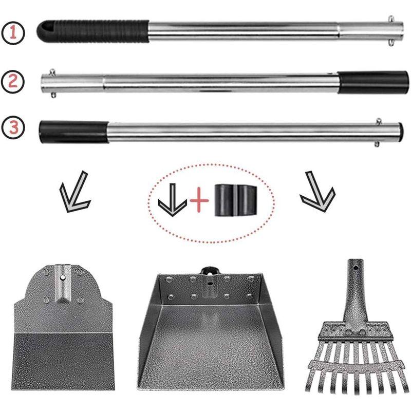 犬用プーパースクーパー トレイレーキとスペード 3個パック うんちスクープ 調節可能 長いハンドル メタル ビン付き ペットのうんちを取り除 トレイレーキとスペード 3個パック うんちスクープ 調節可能 長いハンドル メタル ビン付き ペットのうんちを取り除
