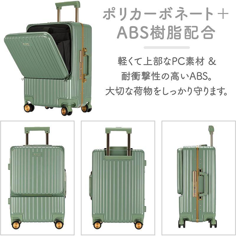 RIOUスーツケース フロントオープン 機内持込 アルミフレーム キャリーケース フロントポケット キャリーバッグ トップオープン 多収納ポ フロントオープン 機内持込 アルミフレーム キャリーケース フロントポケット キャリーバッグ トップオープン 多収納ポ