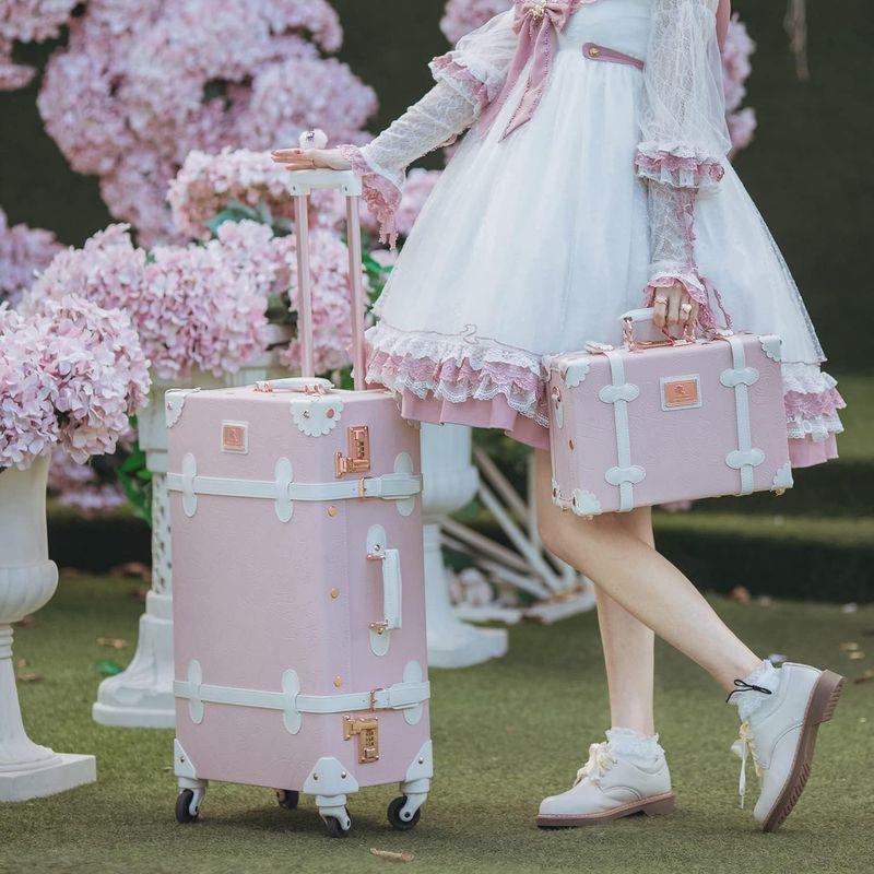 Uniwalker キャリーケース かわいい トランクケース 可愛い レトロ トランク 四輪 復古主義 キャリーバッグ 手作り スーツケース キャリーケース かわいい トランクケース 可愛い レトロ トランク 四輪 復古主義 キャリーバッグ 手作り スーツケース 5CM