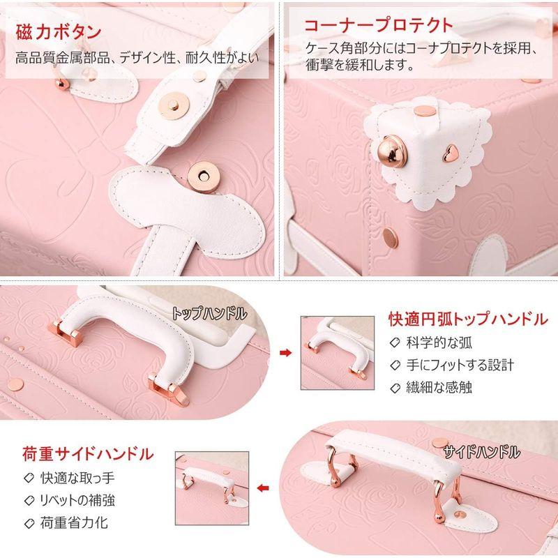 Uniwalker キャリーケース かわいい トランクケース 可愛い レトロ トランク 四輪 復古主義 キャリーバッグ 手作り スーツケース キャリーケース かわいい トランクケース 可愛い レトロ トランク 四輪 復古主義 キャリーバッグ 手作り スーツケース 5CM