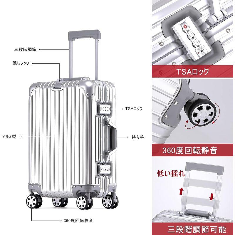 【超美品】 Manatsulife スーツケース キャリーケース アルミフレーム 旅行 ビジネス 出張 耐衝撃 TSAロック 360度回転 フレームタイ 【K1785821443】(11490円)