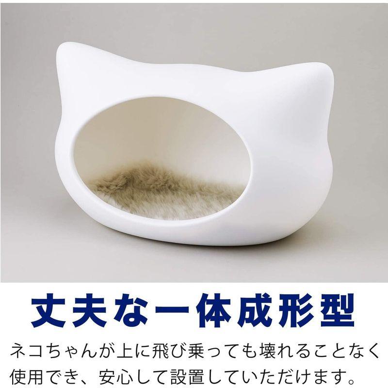 OFT ねころん しろ 猫顔モチーフ ドーム型ベッド ファーマット付き ホワイト 猫 ねころん しろ 猫顔モチーフ ドーム型ベッド ファーマット付き ホワイト 猫