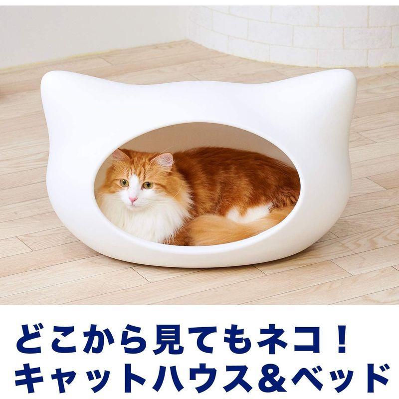 OFT ねころん しろ 猫顔モチーフ ドーム型ベッド ファーマット付き ホワイト 猫 ねころん しろ 猫顔モチーフ ドーム型ベッド ファーマット付き ホワイト 猫