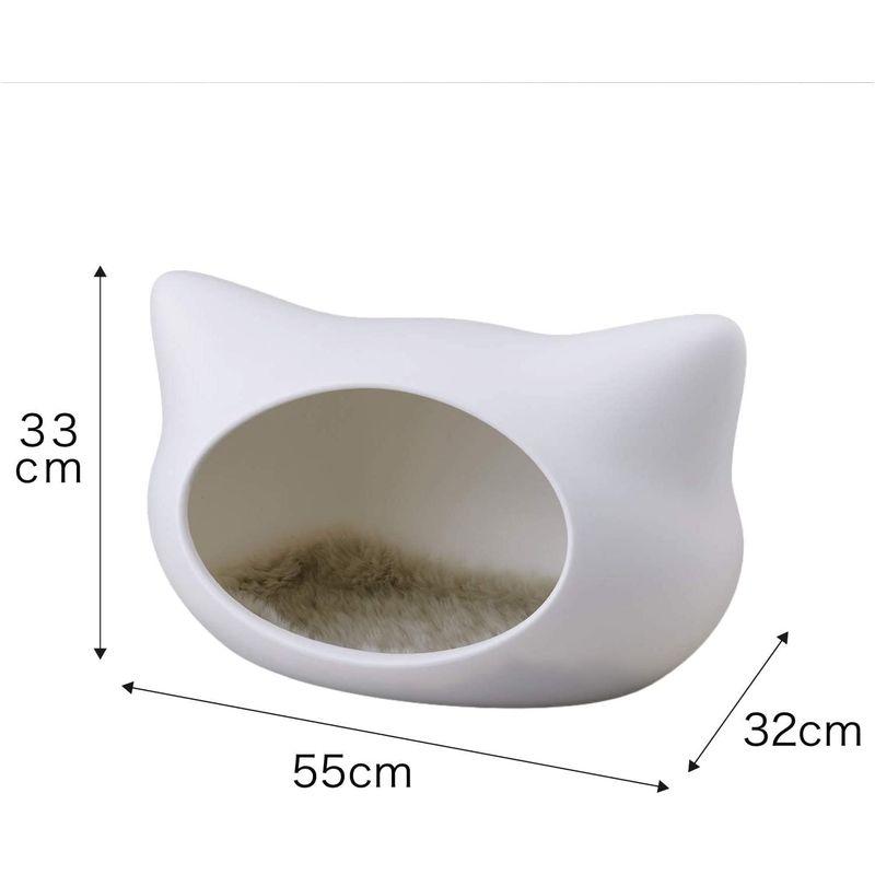 OFT ねころん しろ 猫顔モチーフ ドーム型ベッド ファーマット付き ホワイト 猫 ねころん しろ 猫顔モチーフ ドーム型ベッド ファーマット付き ホワイト 猫