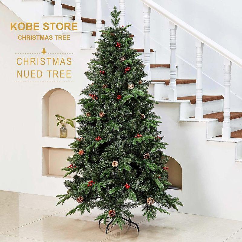 クリスマスツリー 枝大幅増量タイプ 松ぼっくり付き、赤い実付き、おしゃれな クリスマスツリー 180CM KSBM - 2