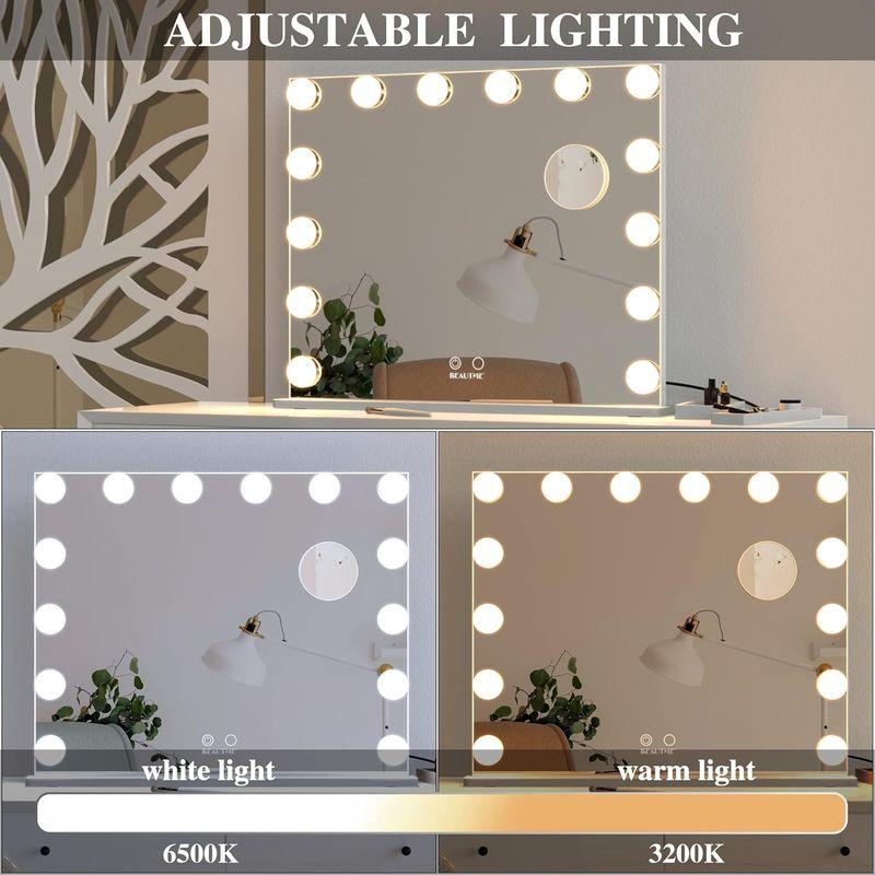 新品未使用！ ANYHI 女優ミラー 卓上 人気 化粧鏡 卓上/壁掛け両用 14個のledライト付き 10倍拡大鏡付き 2色照明モード 明るさ調節可能 ( 【2023704089】(13023円)