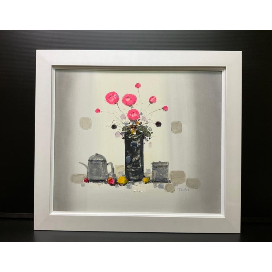 田宮博夫静物油絵インテリア壁掛けフレーム付きサイン入り