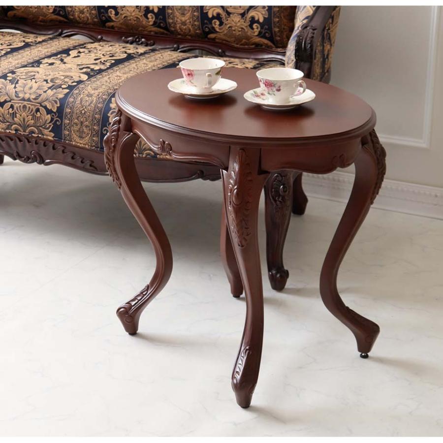 サイドテーブル 猫脚 輸入家具 アンティーク調 コーヒーテーブル 木製 