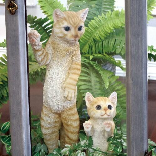 動物 置物 アニマルオーナメント オブジェ かわいい 猫 茶トラ 最高の品質の ネコ S ウィンドウネコ キャット
