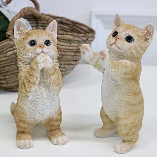 動物 置物 アニマルオーナメント オブジェ かわいい 猫 茶トラ 最高の品質の ネコ S ウィンドウネコ キャット