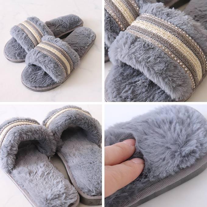 P5倍 スリッパ ファーサンダル ルームシューズ おしゃれ フラット 室内 ライン入り 安い 23 24cm Hw 1911 22 輸入家具屋さん Com 通販 Yahoo ショッピング