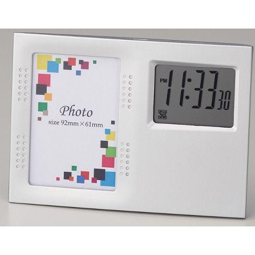 写真立て付き多機能時計 フォトクロック　ポライト 120入 ケース販売 まとめ買い 販促 ばらまき ノベルティ 粗品 記念品 置時計 フォトフレーム