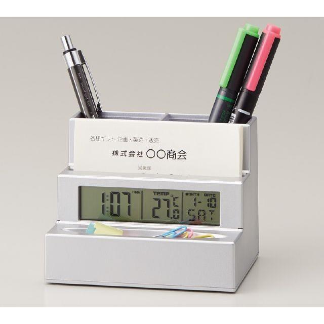 時計付ペン立て ステップデスクスタンド 記念品 粗品 販促 ノベルティ
