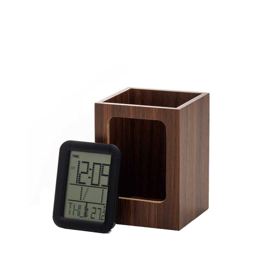時計付ペン立て ウッドデスクスタンド 60個 ケース販売 まとめ買い 記念品 粗品 販促 ノベルティ ばらまき ペンスタンド 置時計 温度計 カレンダー アラーム |  | 03