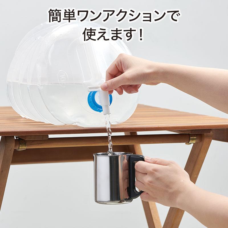 場所をとらないジャバラ水タンク 10L 販促 ばらまき ノベルティ 粗品 記念品 災害対策 防災対策 防災用品 アウトドア 自治会 自治体 備蓄用品｜ykm｜03