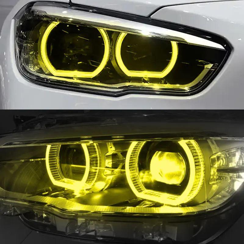 並行輸入品】 4 個白黄色ヘッドライトエンジェルアイ LED ボード