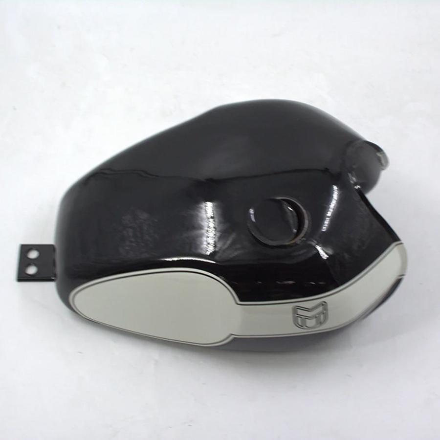 【並行輸入品】 バイクタンク - 17 リットル - グロスブラック/ホワイト - メッキ MUTT バイク用 オリジナルパーツ MPT-1374