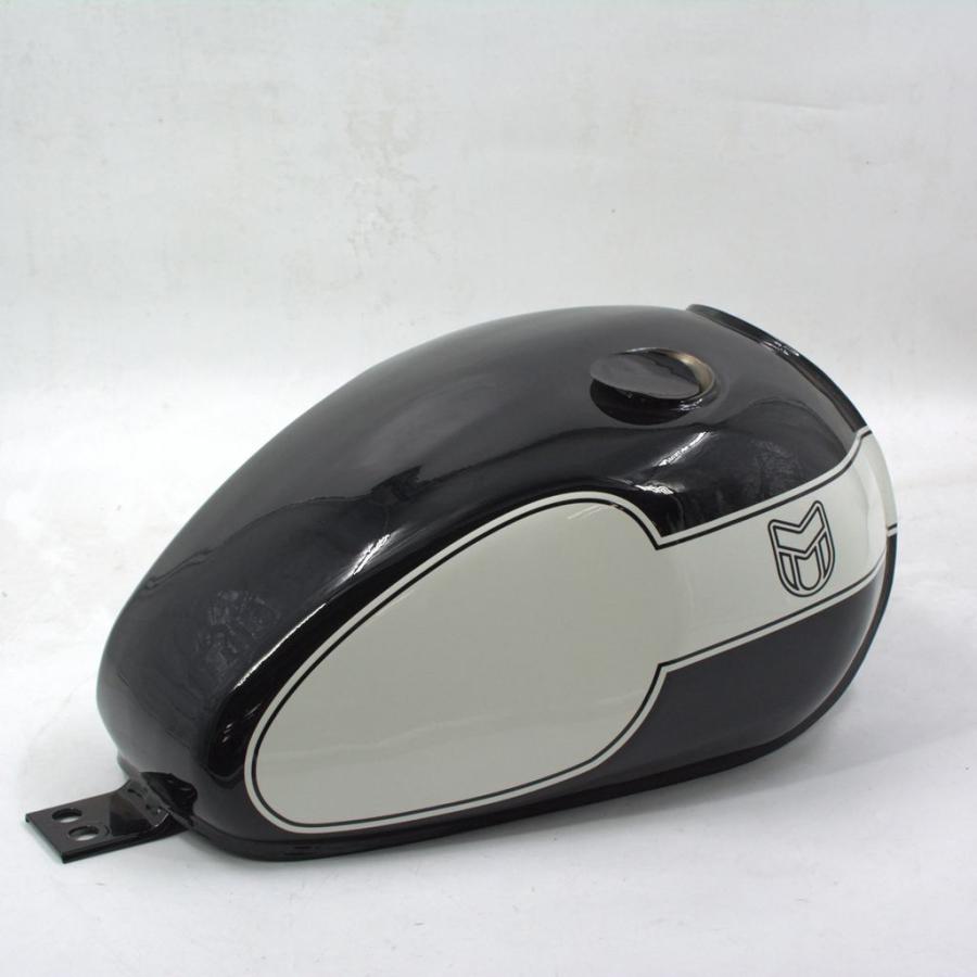 【並行輸入品】 バイクタンク - 17 リットル - グロスブラック/ホワイト - メッキ MUTT バイク用 オリジナルパーツ MPT-1374