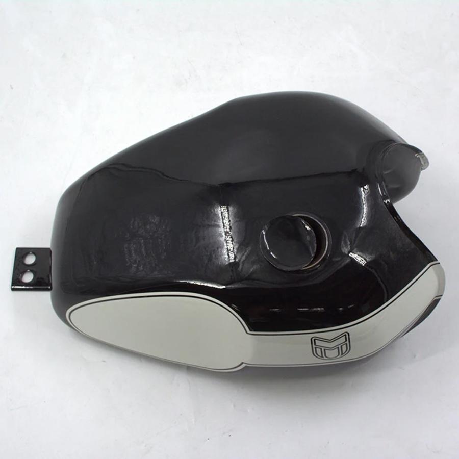 【並行輸入品】 バイクタンク - 17 リットル - グロスブラック/ホワイト - メッキ MUTT バイク用 オリジナルパーツ MPT-1374