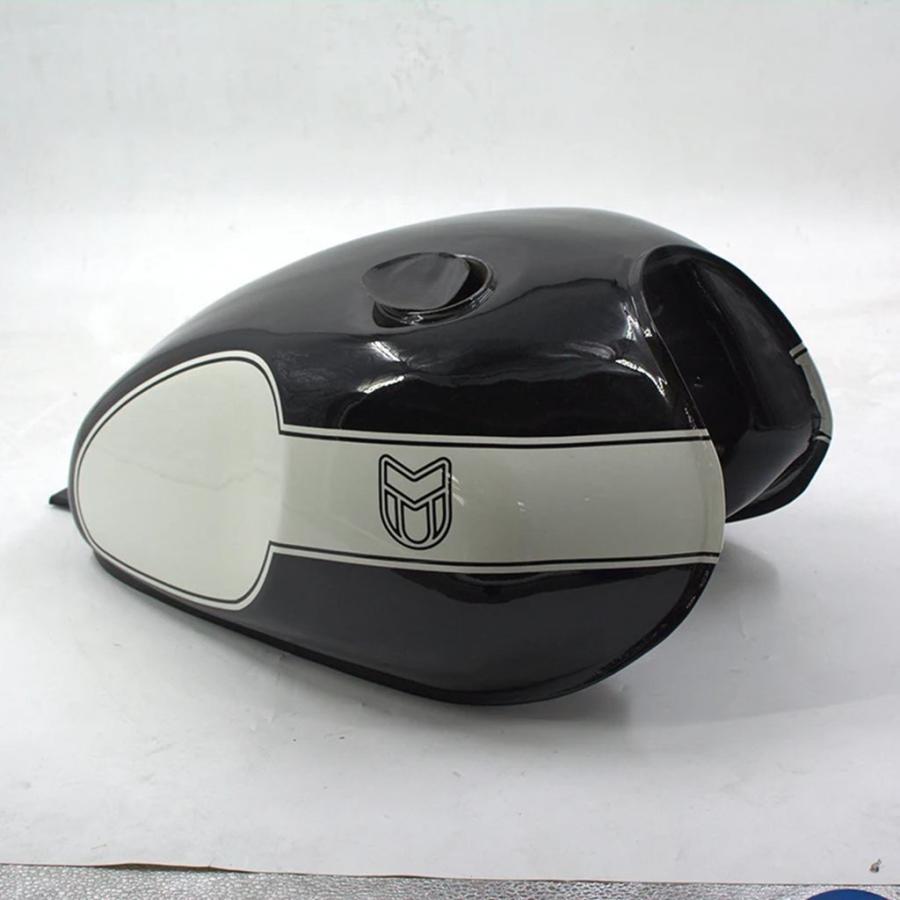 【並行輸入品】 バイクタンク - 17 リットル - グロスブラック/ホワイト - メッキ MUTT バイク用 オリジナルパーツ MPT-1374