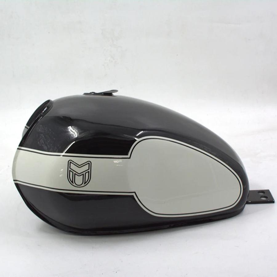 【並行輸入品】 バイクタンク - 17 リットル - グロスブラック/ホワイト - メッキ MUTT バイク用 オリジナルパーツ MPT-1374
