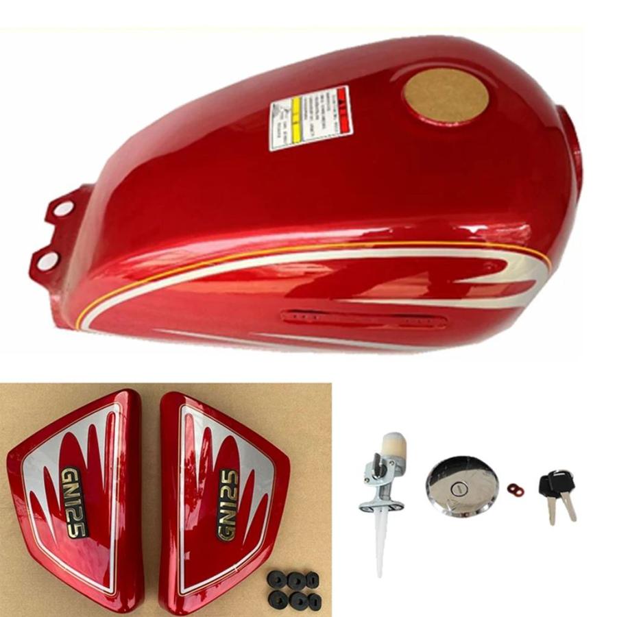 並行輸入品】 サイドカバー付きバイク 二輪燃料タンク 金属ガス
