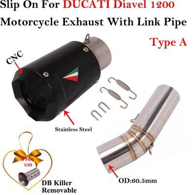【並行輸入品】 For ドゥカティ Diavel 1200 Motorcycle Exhaust Escape System Modified Mid Link Pipe Connecting 60mm Motocross Tube Muffler DB Killer_9