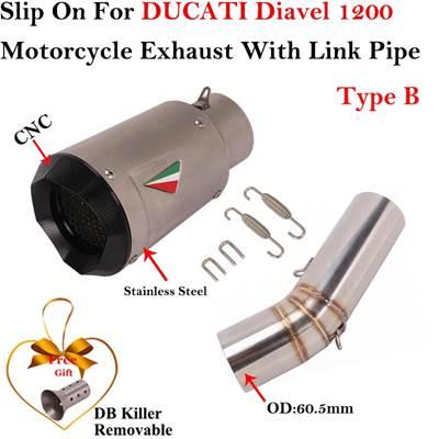 【並行輸入品】 For ドゥカティ Diavel 1200 Motorcycle Exhaust Escape System Modified Mid Link Pipe Connecting 60mm Motocross Tube Muffler DB Killer_10