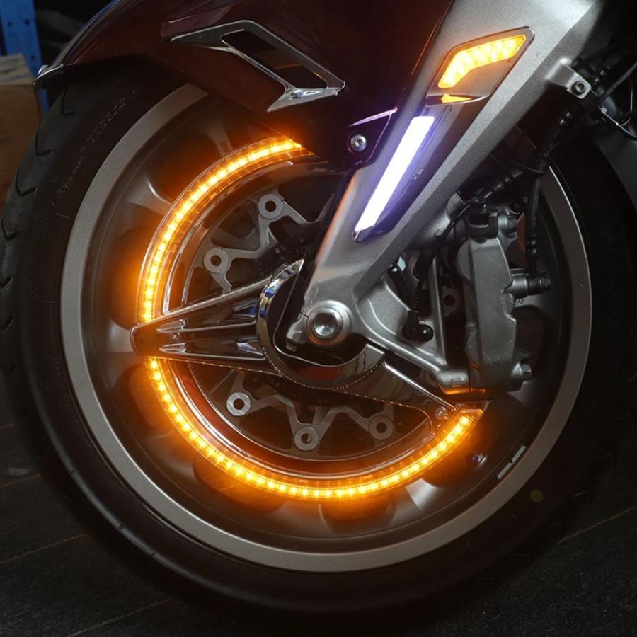 【並行輸入品】バイクフロントブレーキフォーク取り付けLEDライトブレーキ ディスクカバー ホンダgl1800 f6b18用コーナリングランプ_10