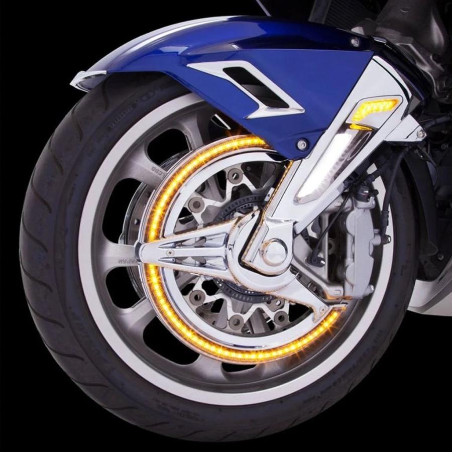 【並行輸入品】バイクフロントブレーキフォーク取り付けLEDライトブレーキ ディスクカバー ホンダgl1800 f6b18用コーナリングランプ_11