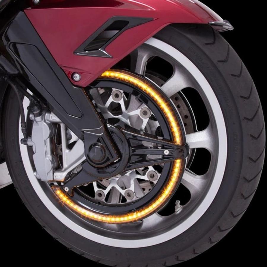 【並行輸入品】バイクフロントブレーキフォーク取り付けLEDライトブレーキ ディスクカバー ホンダgl1800 f6b18用コーナリングランプ_12