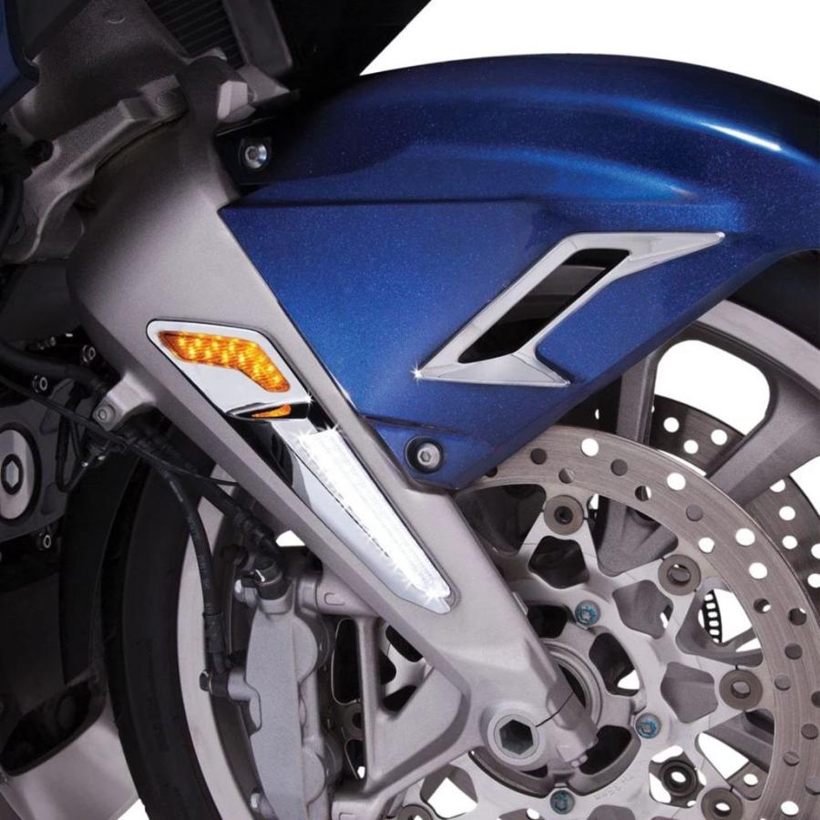 【並行輸入品】バイクフロントブレーキフォーク取り付けLEDライトブレーキ ディスクカバー ホンダgl1800 f6b18用コーナリングランプ_13