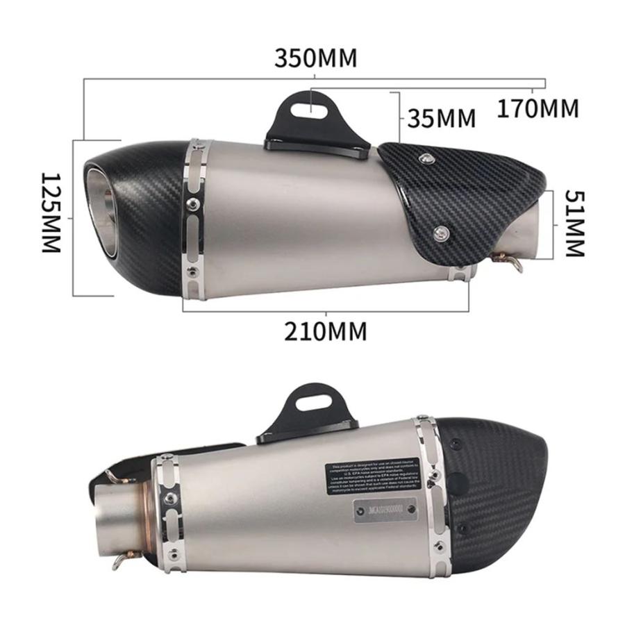 【並行輸入品】汎用エキゾーストサイレンサー 765 S rs 2017-2022 カーボン 51mm サイレンサーDBキラー ミディアムリンク_7