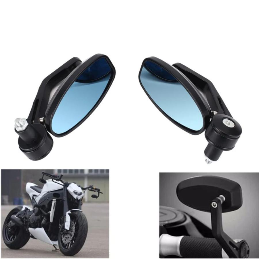 並行輸入品】22mmミラーブルーガラスハンドルバーエンドバックミラー