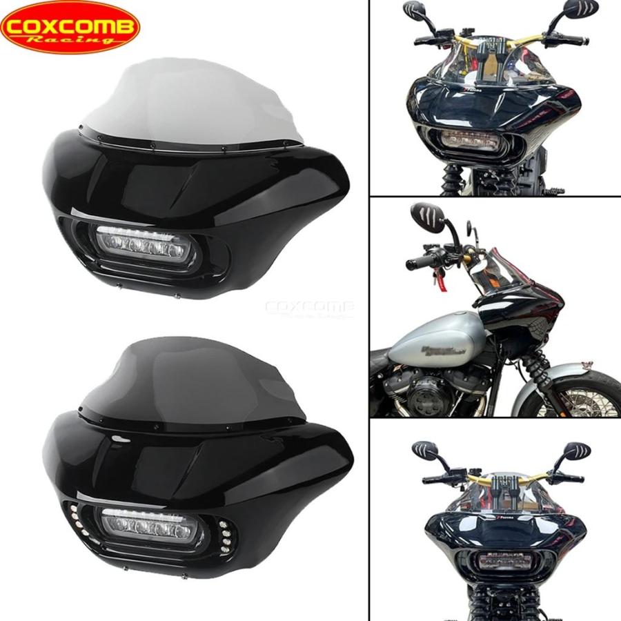 【並行輸入品】クラブスタイルLEDヘッドライトバイクフロントランプフェアリングカウルマスクカバー ハーレーソフテイルスタンダード107_8
