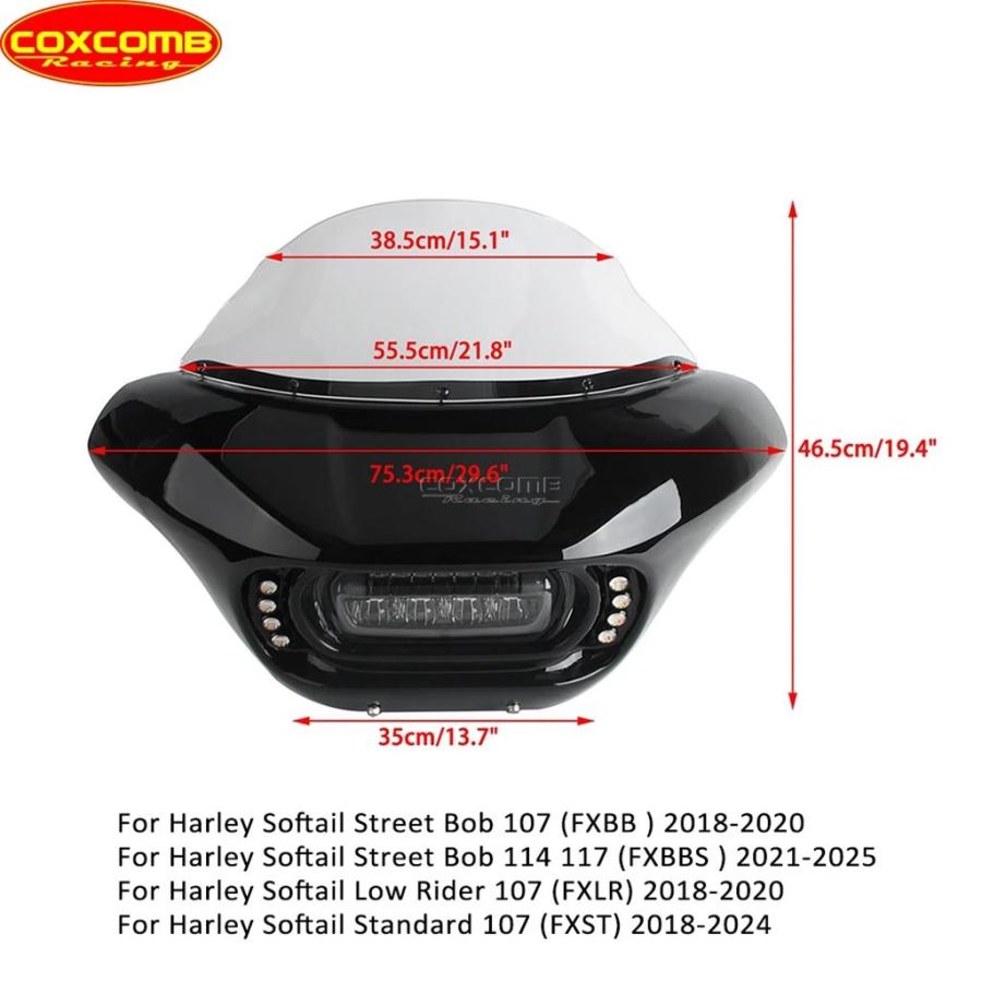 【並行輸入品】クラブスタイルLEDヘッドライトバイクフロントランプフェアリングカウルマスクカバー ハーレーソフテイルスタンダード107_11