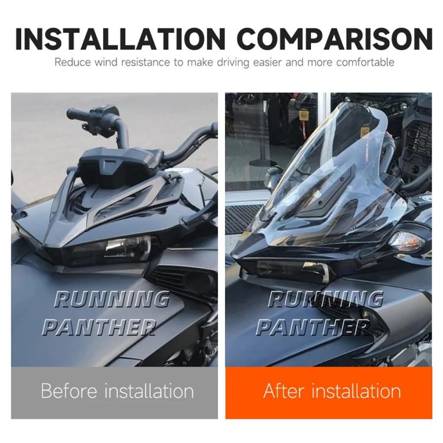 【並行輸入品】Can-am スパイダー F3-3 バイクフロントガラスフロントガラスウィンカー風防気流フードフロントガラスカバー_3