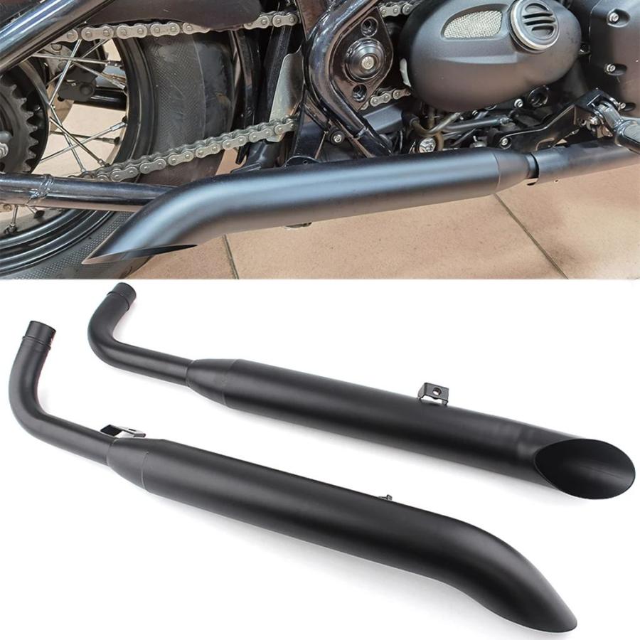 並行輸入品】バイク部品 ブラック エキゾーストマフラー 304ステンレス