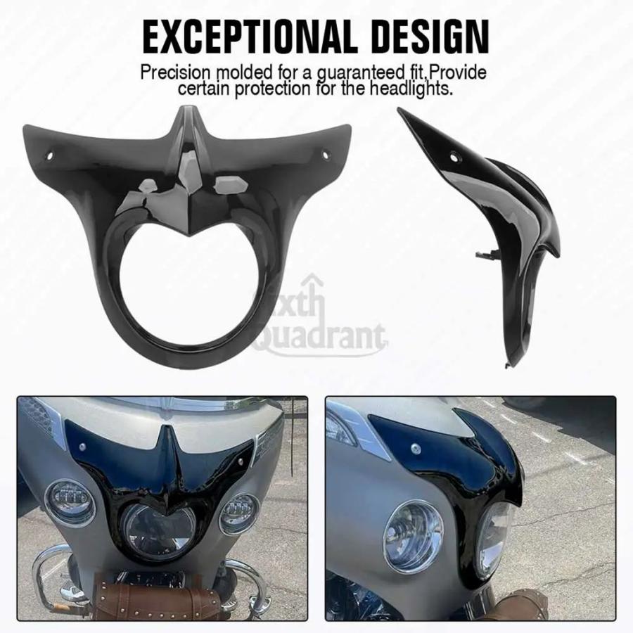 【並行輸入品】バイク部品外側フロントフェアリングヘッドライトベゼル/ブラック ABS プラスチックインディアンロードマスターダークホース 2020-2025 適合の画像