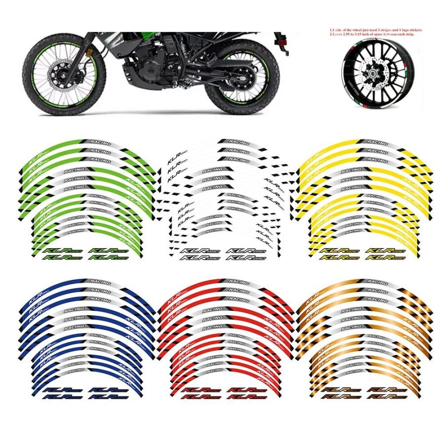 バイクタイヤ交換セット（バラ売り不可） 並行輸入品】カワサキ KLR 650 1987-2024 バイクホイールステッカー