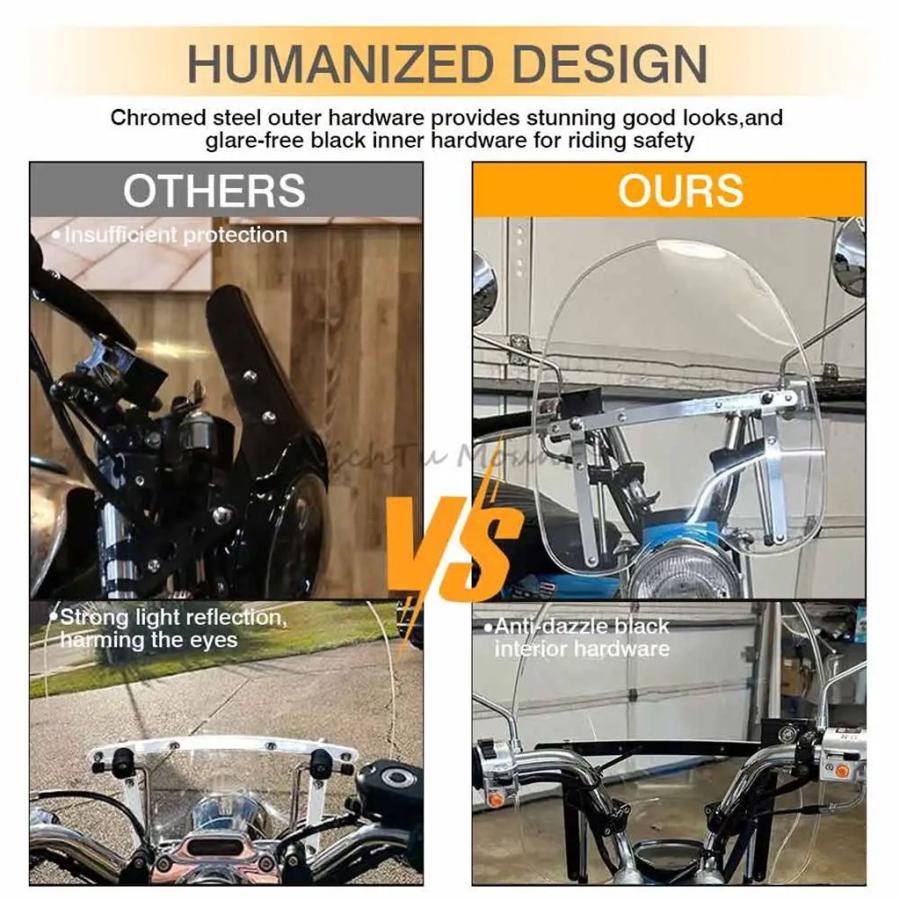 【並行輸入品】バイクアクセサリー 7/8 インチフロントガラス 1インチ ハンドルバーフロントガラスハーレーツーリング FLHT FLHX ソフテイル FL ダイナスポ_7