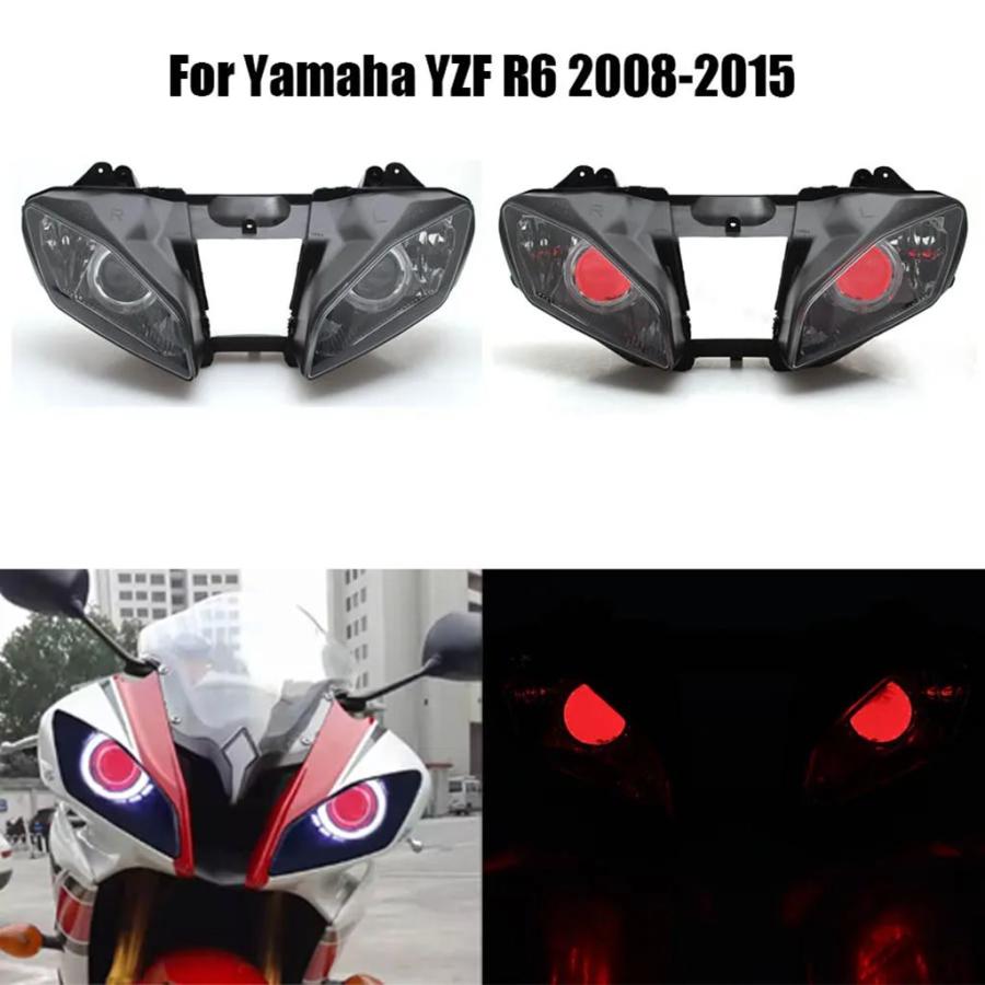 【並行輸入品】バイクアクセサリーヘッドランプカスタム HID プロジェクターヘッドライトアセンブリエンジェルアイ LED ヘッドライトヤマハ YZF R6_1